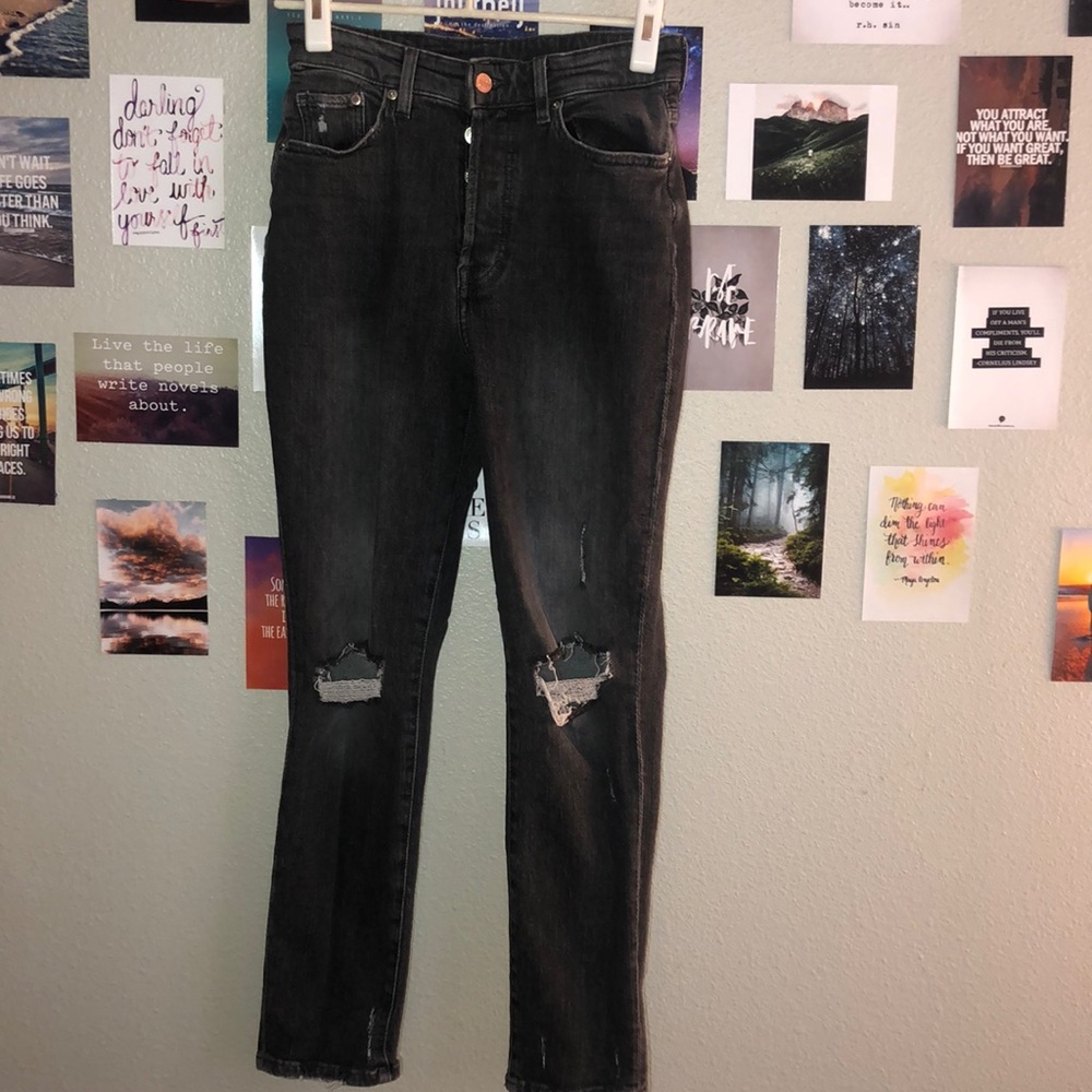 Black denim mom jeans